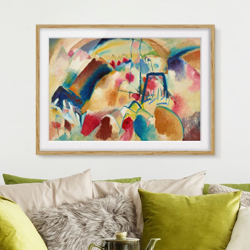 

Póster enmarcado - Wassily Kandinsky - Paesaggio Con Chiesa Dimensión LxA: 70cm x 100cm, Marco: Roble