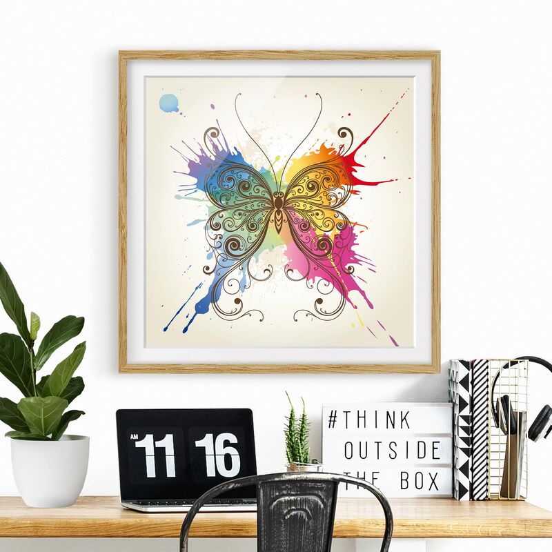 

Póster enmarcado - Watercolor Butterfly Dimensión LxA: 70cm x 70cm, Marco: Roble