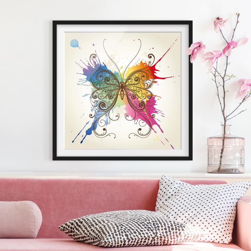 

Póster enmarcado - Watercolor Butterfly Dimensión LxA: 30cm x 30cm, Marco: Negro