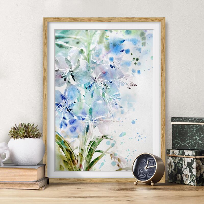 

Póster enmarcado - Watercolor Flowers Lilies Dimensión LxA: 70cm x 50cm, Marco: Roble