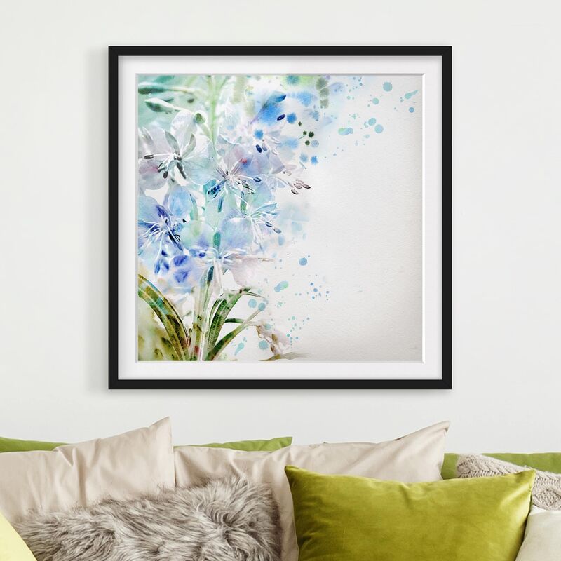 

Póster enmarcado - Watercolor Flowers Lilies Dimensión LxA: 20cm x 20cm, Marco: Negro