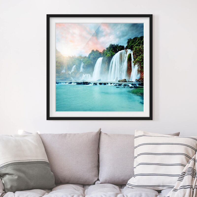 

Póster enmarcado - Waterfalls Panorama Dimensión LxA: 70cm x 70cm, Marco: Negro