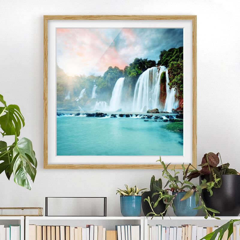 

Póster enmarcado - Waterfalls Panorama Dimensión LxA: 30cm x 30cm, Marco: Roble