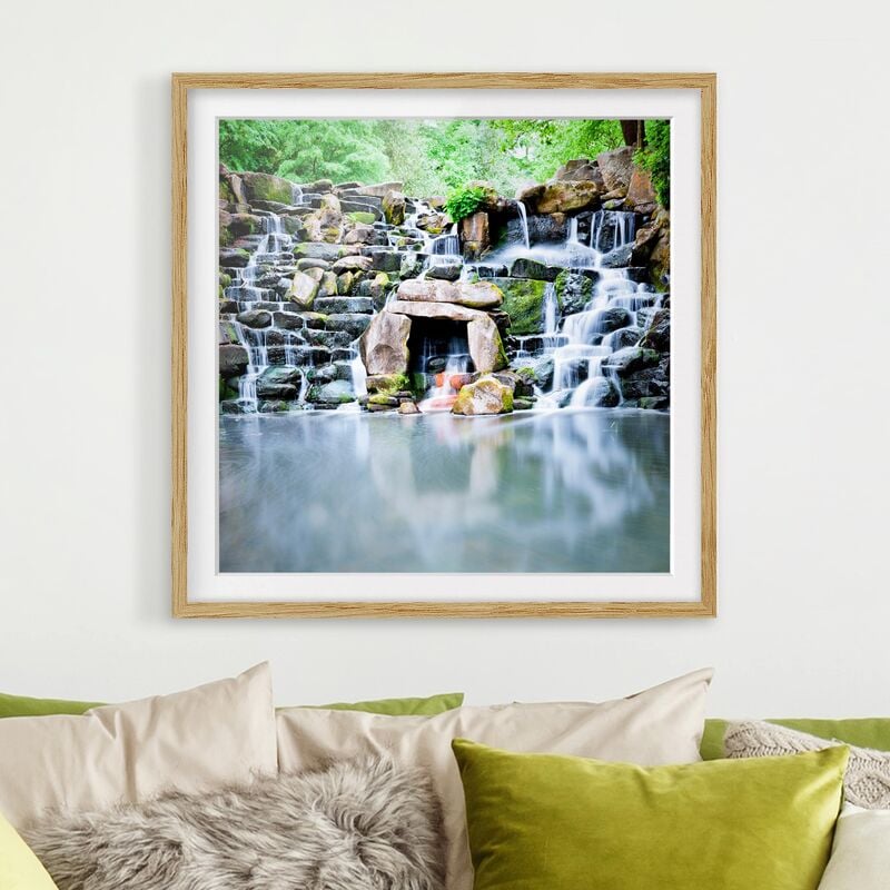 

Póster enmarcado - Waterfall Dimensión LxA: 50cm x 50cm, Marco: Roble