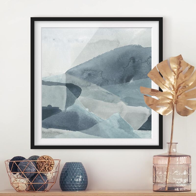 

Póster enmarcado - Weighed In Blue I Dimensión LxA: 70cm x 70cm, Marco: Negro