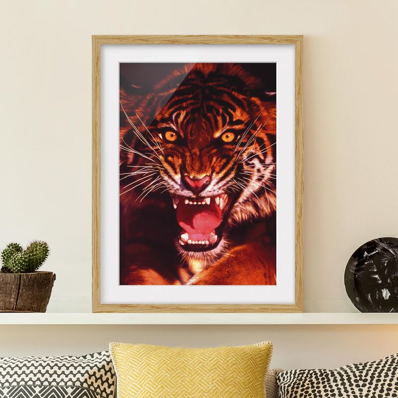 

Póster enmarcado - Wild Tiger Dimensión LxA: 40cm x 30cm, Marco: Roble