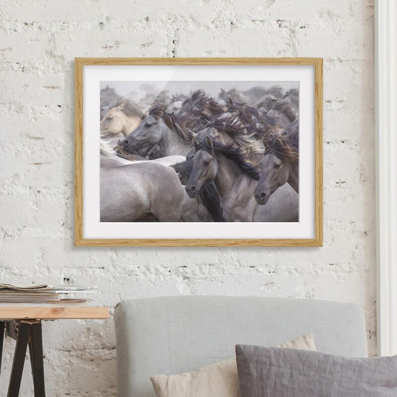 

Póster enmarcado - Wild Horses Dimensión LxA: 70cm x 100cm, Marco: Roble