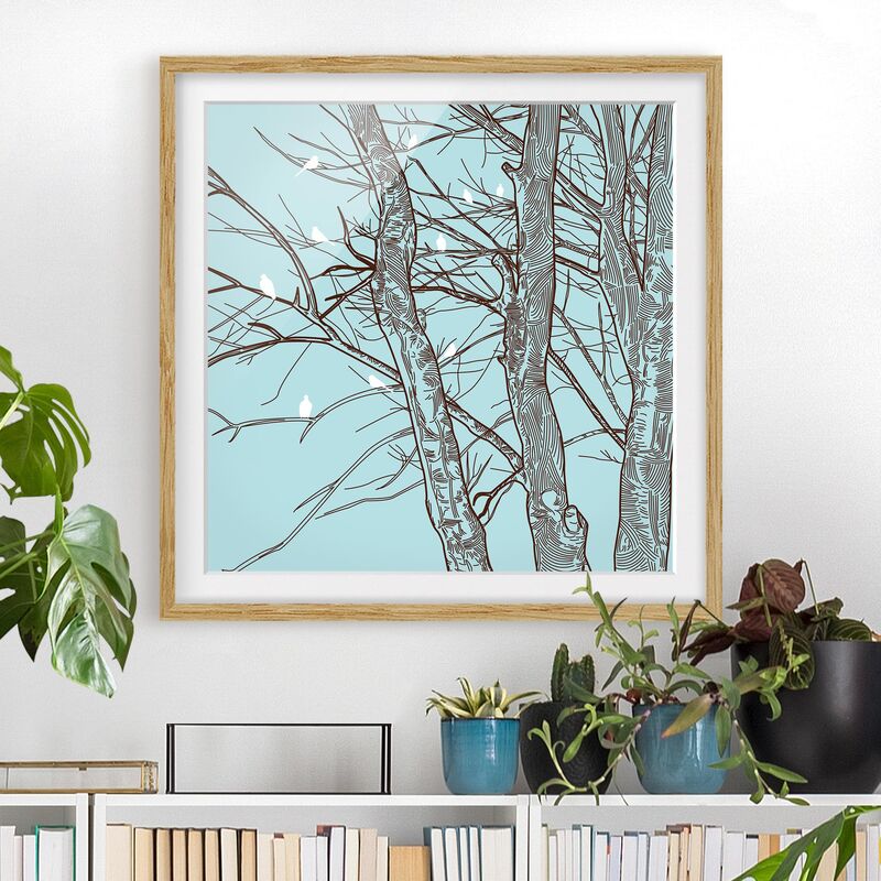 

Póster enmarcado - Winter Trees Dimensión LxA: 70cm x 70cm, Marco: Roble