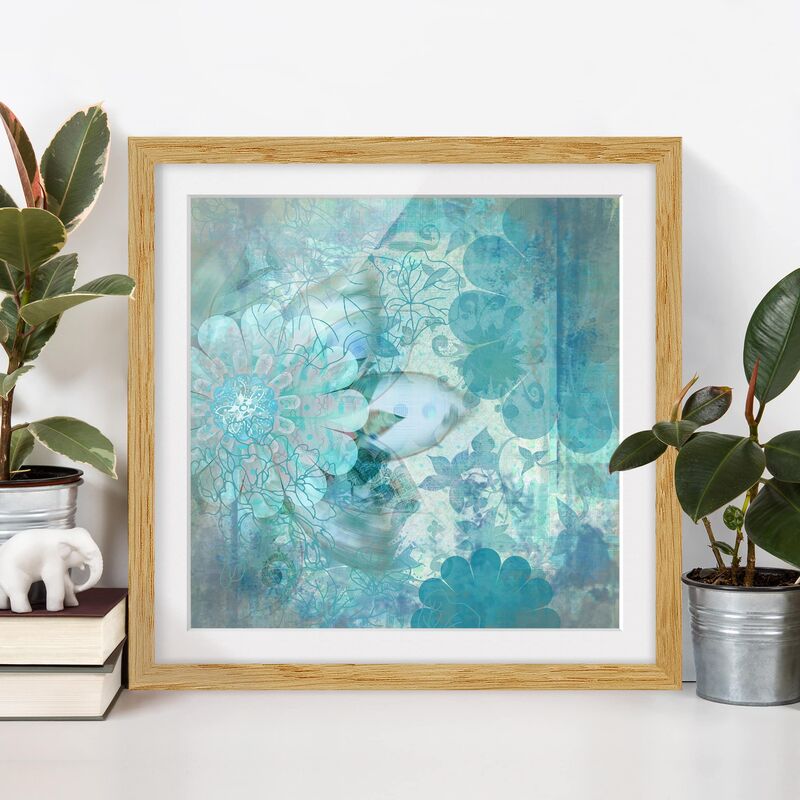 

Póster enmarcado - Winter Flowers Dimensión LxA: 70cm x 70cm, Marco: Roble