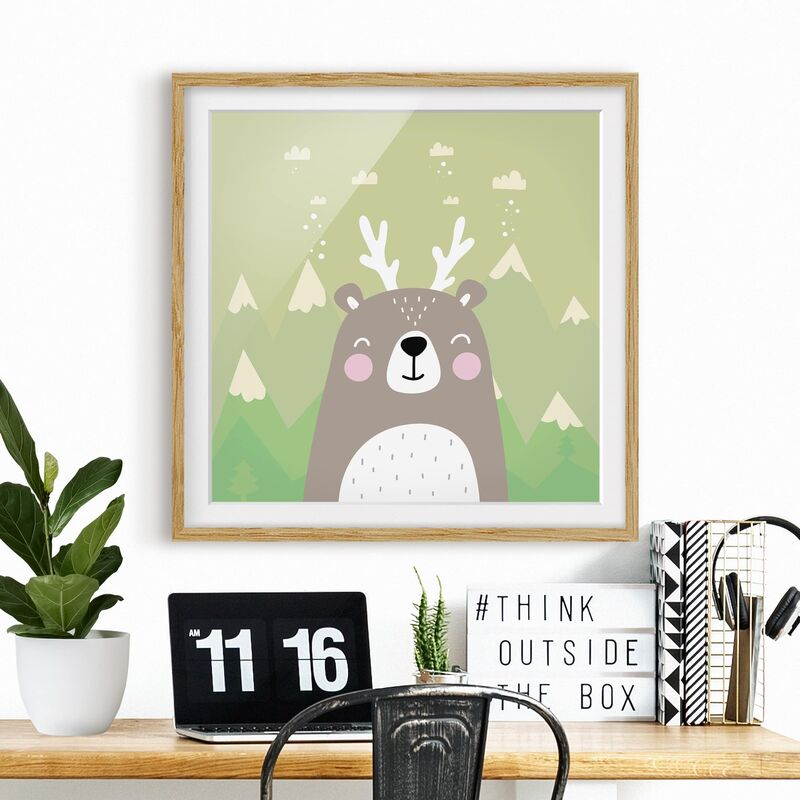 

Póster enmarcado - Wolpertinger Bears Dimensión LxA: 20cm x 20cm, Marco: Roble