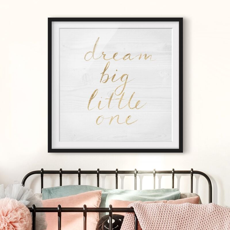 

Póster enmarcado - Wooden Wall White - Dream Big Dimensión LxA: 70cm x 70cm, Marco: Negro