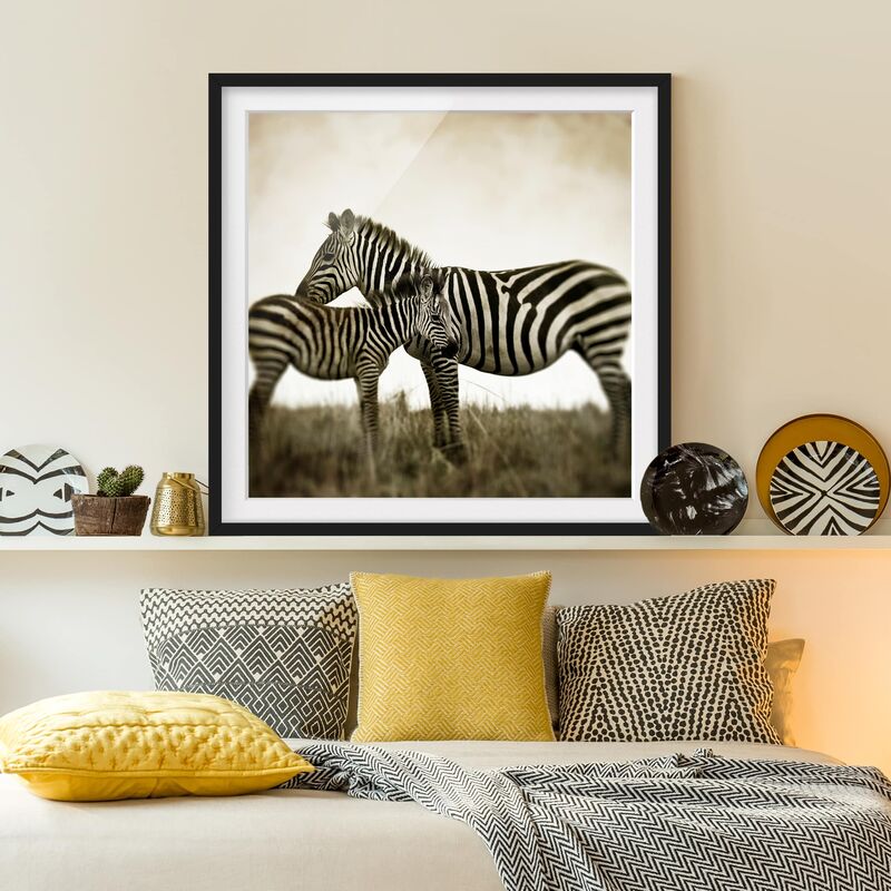 

Póster enmarcado - Zebra Couple Dimensión LxA: 20cm x 20cm, Marco: Negro