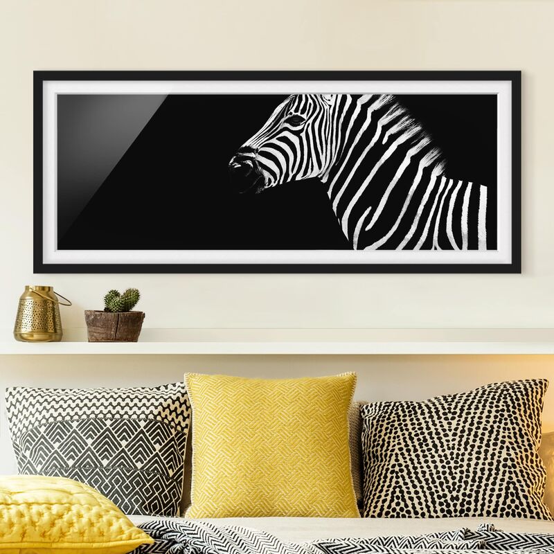 

Póster enmarcado - Zebra Safari Art Dimensión LxA: 30cm x 75cm, Marco: Negro