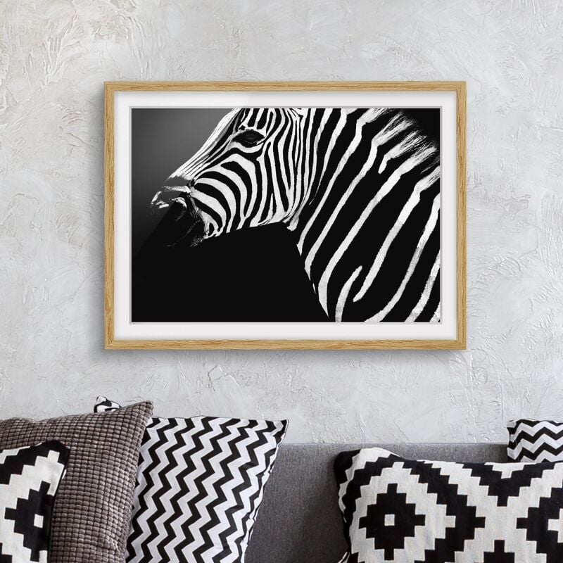 

Póster enmarcado - Zebra Safari Art Dimensión LxA: 40cm x 55cm, Marco: Roble