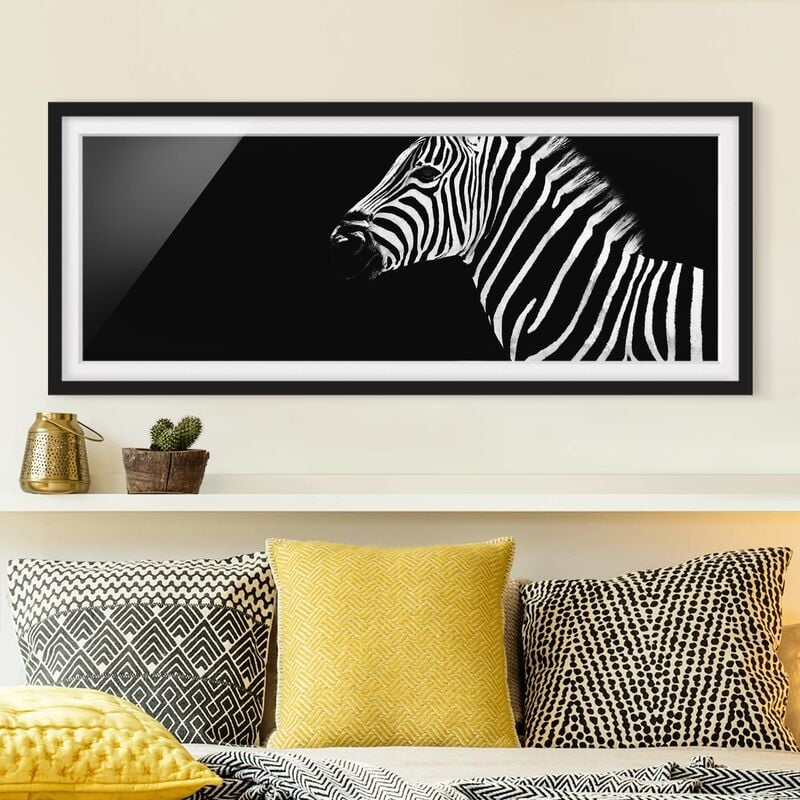 

Póster enmarcado - Zebra Safari Art Dimensión LxA: 20cm x 50cm, Marco: Negro