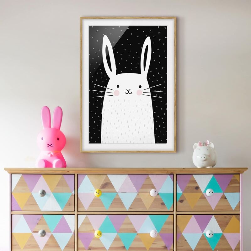 

Póster enmarcado - Zoo Con I Modelli - Hase Dimensión LxA: 24cm x 18cm, Marco: Roble