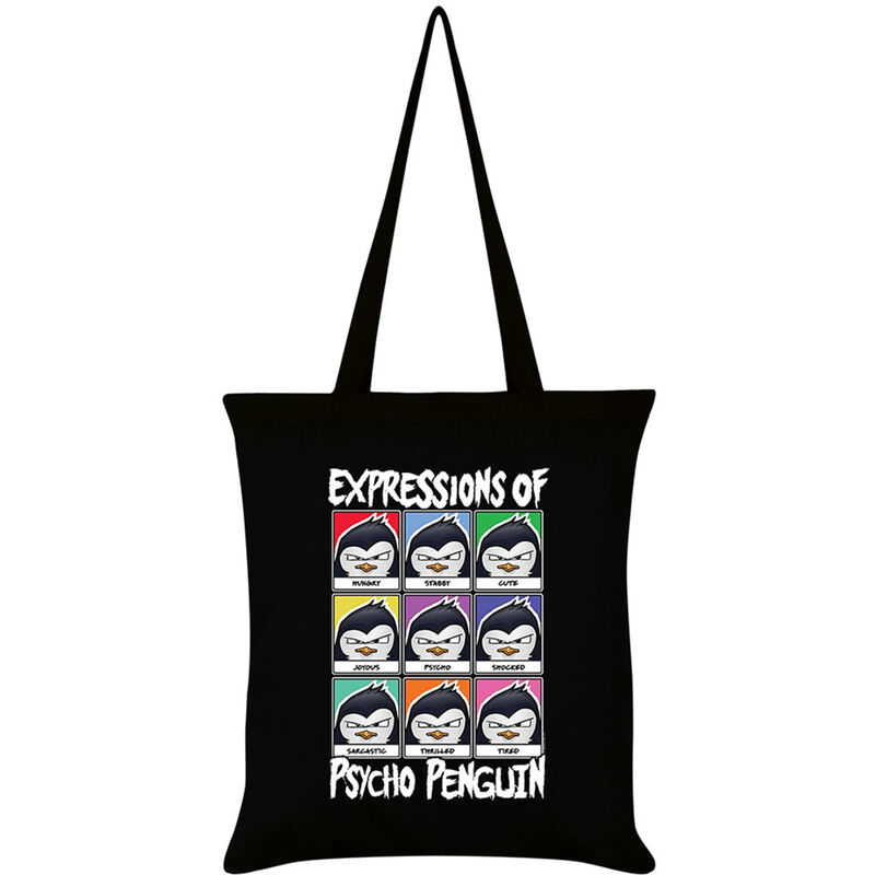 Psycho Penguin Expressions Tote Bag (One Size) (Black/White) - Black/White