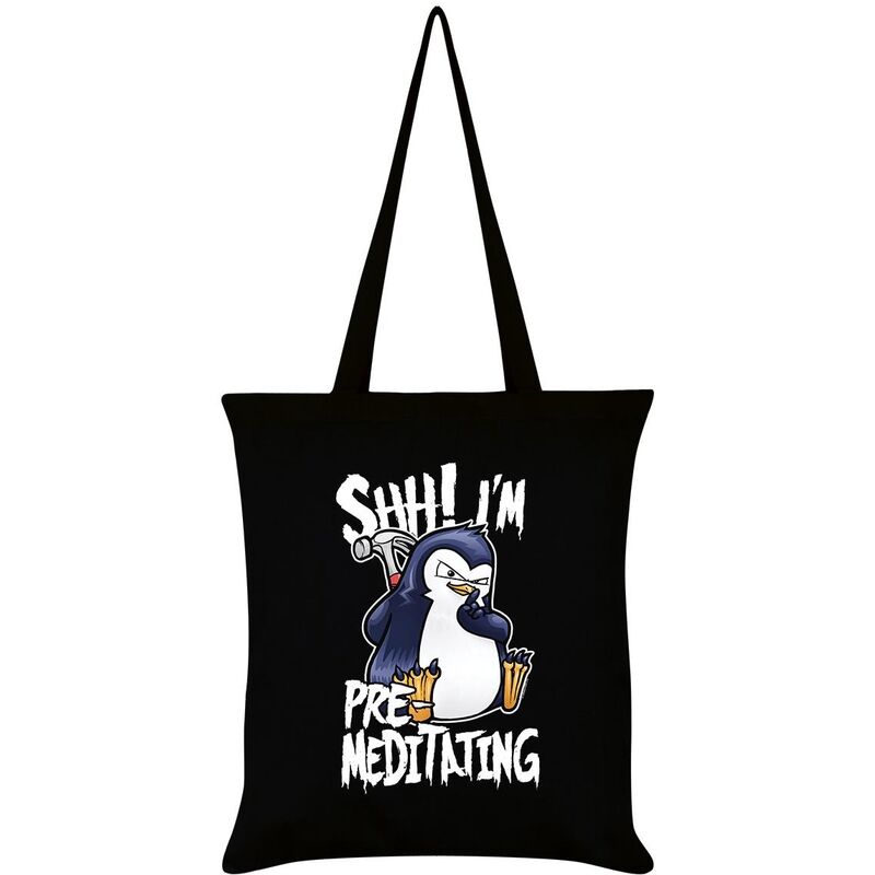 Shh! I´m Pre-Meditating Tote Bag (One Size) (Black) - Black - Psycho Penguin