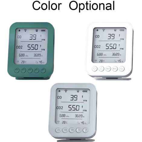 PT04 6-in-1 Luftqualitätsdetektor – CO₂-Monitor mit 5-Zoll-Bildschirm, Bluetooth, Tuya-App, 128-MB-SD-Karte, Typ-C-Ladeanschluss, für die Landwirtschaft