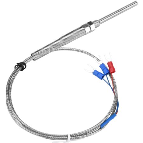 PT100-Platin-Temperatursensor, 50 mm, mit M8-Sonde und 1 m Kabel für 0–400 °C