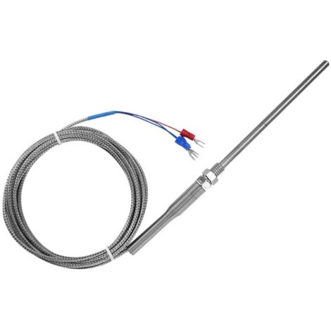 PT100-Platinfühler 100 mm, Temperatursensor 0–400 °C mit 3 m Kabel und M8-Gewinde