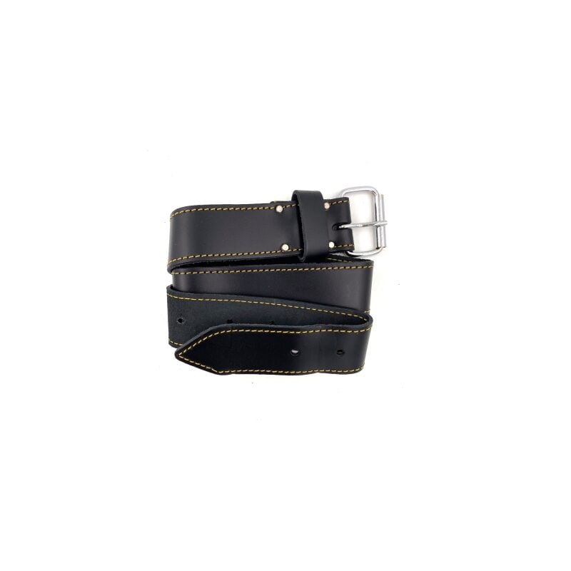 Pti Premium Black Leather Belt 2 Wide Strap With Roller Buckle