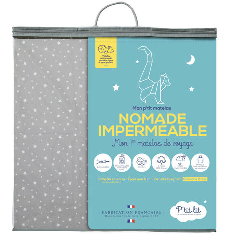 P'tit Lit - Matelas de Voyage Bébé - Pliant - 60x120 cm - Imperméable - Pliable : Idéal pour couchage d'appoint - Déhoussable - Oeko Tex®