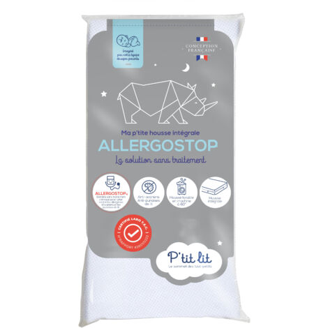 P'tit lit - Protège Matelas Bébé Allergostop® 60x120 cm Housse complète Imperméable Protection Naturelle contre les Acariens et Punaises de Lits - Sans traitement chimique - Oeko Tex®