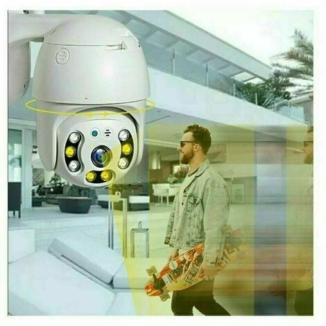 PTZ Camera Surveillance WiFi exterieure sans Fil, Camera IP WiFi, Audio Bidirectionnel, Détecteur de Mouvement, Vision Nocturne, Message Push, IP66, Prise en Charge de la Carte SD 128G (sans) B