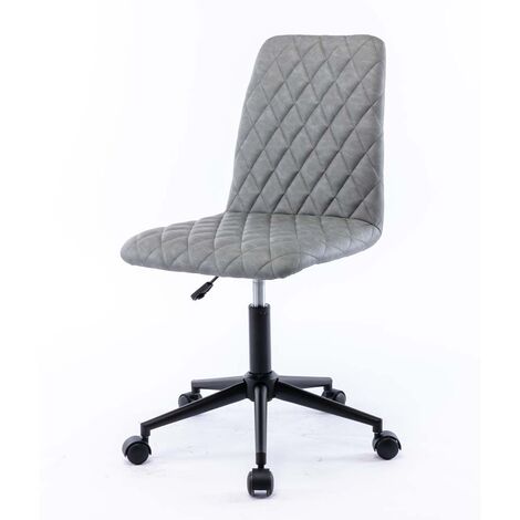 PU Leather Office Chair Ergonomic Desk Chair Swivel Chair Without Arms Home Office Bedroom Computer Grey
