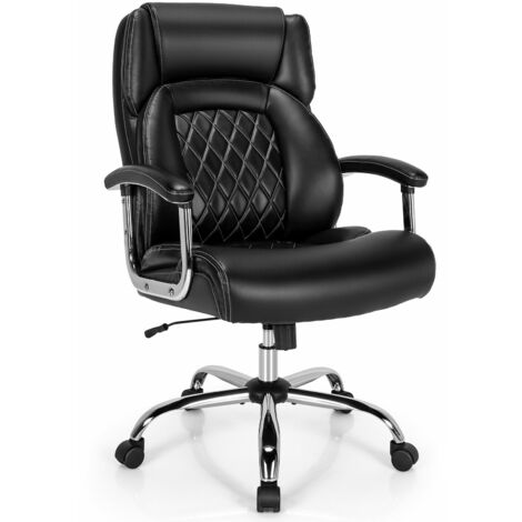 PU Leather Office Chair Padded Modern Executive Chair Ergonomic Computer Desk