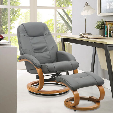 main image of "PU Leather Recliner Office Armchair with Footstool"