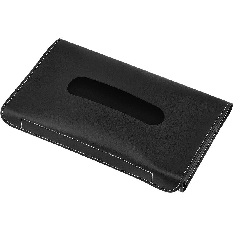 Image of ZVD - PU-Leder-Auto-Taschentuchhalter - Sonnenblende Taschentuchbox Aufbewahrungsbehälter Schwarz