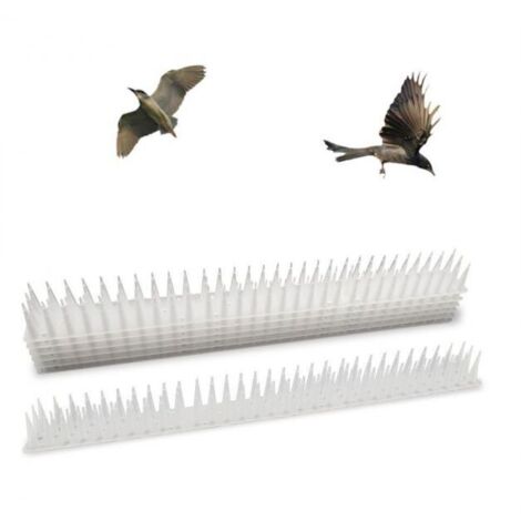 Púas para palomas: ahuyentador de aves con púas extra altas para balcones, cercas y techos (paquete de 12) (blanco)