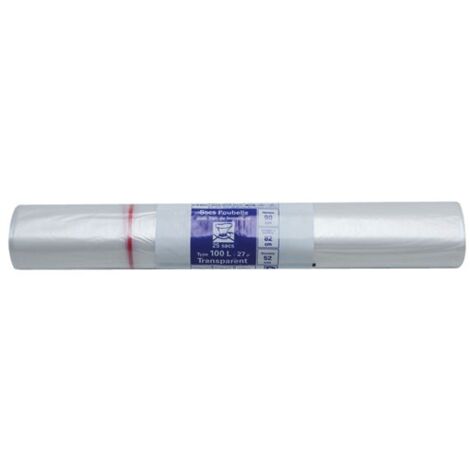 PUBLI EMBAL - Sac poubelle transparent - 100 L - 27 microns - x25