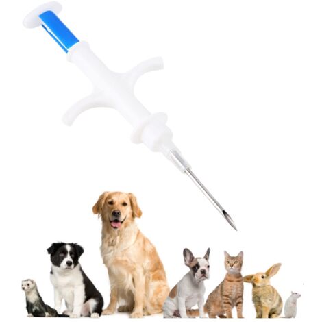 Puce d'identification RFID pour animaux domestiques - Transpondeur en verre 1,25x7mm avec applicateur - Pour chien et chat
