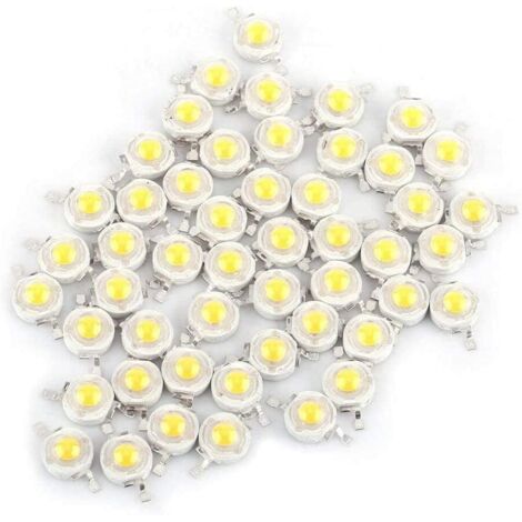 Puce Led 100 Pièces Haute Puissance 3 Watt Intensité Super Brillante Composants de L'émetteur de Lumière SMD Diode Ampoule Lampe Perle (White 6000-6500K)