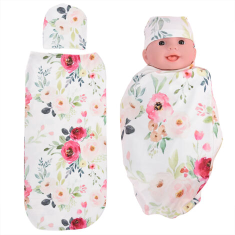 Puckschlafsack mit stoßdämpfender Kapuze, weich und hautfreundlich für Neugeborene – Blumenmuster