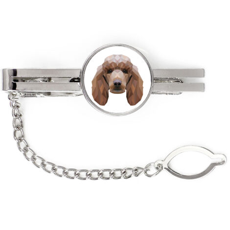 Pudel - geometrische Krawattenklammer mit Foto und Aufschrift Art-Dog