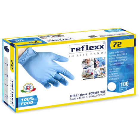 Puderfreie Nitrilhandschuhe der Reflexx R72 Food Line - S - Celeste