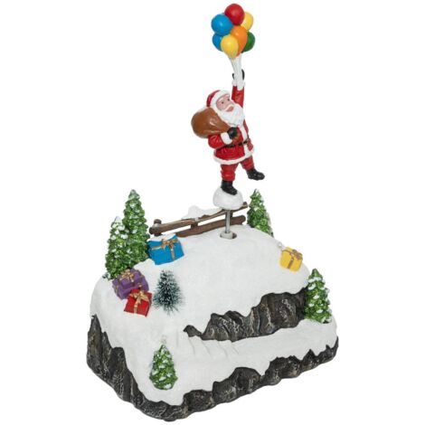Pueblo iluminado Papá Noel y globos 6 LED H.22,5cm  - Feeric lights & christmas