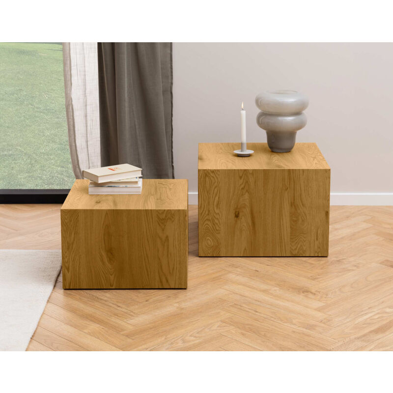 Lisa Design - Pueblo - lot de 2 tables basses - effet bois - 58 et 50 cm - bois