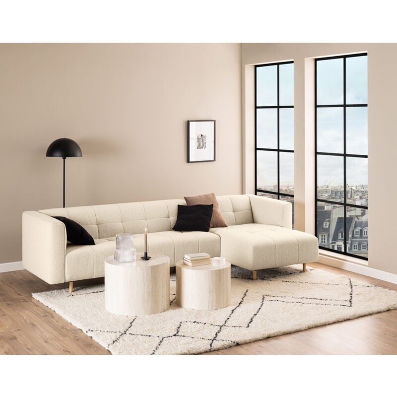 Pueblo - lot de 2 tables basses rondes - effet travertin - 58 et 50 cm