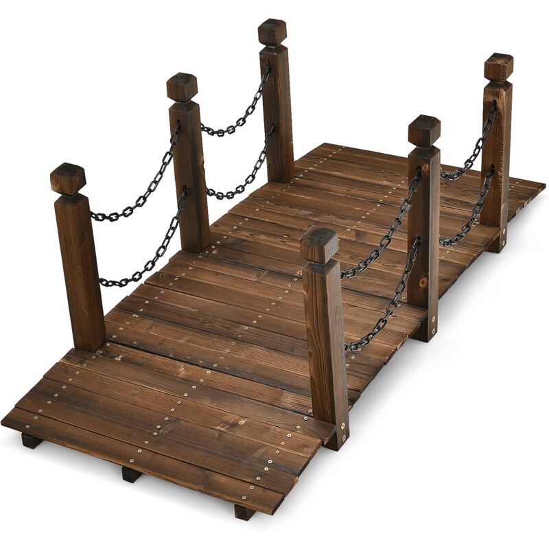 

Costway - Puente de Jardín Puente de Estanque de Madera para Patio Hogar Decorativo Granja 150x67x55 centímetros