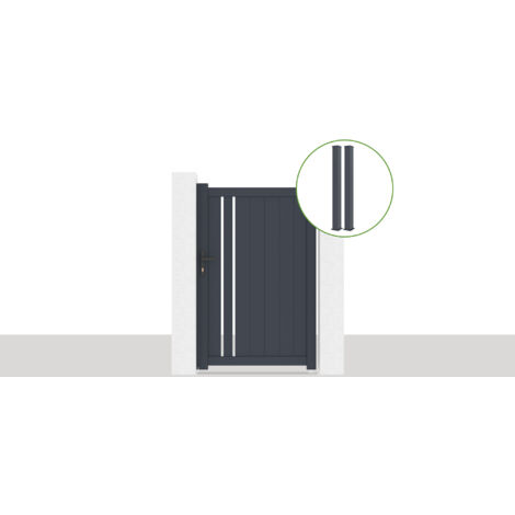 Puerta 1m GIONA H.1,6m + 2 postes EIFEL H.190cm Gris