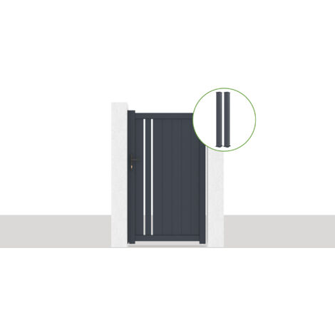 Puerta 1m GIONA H.1,8m + 2 postes EIFEL H.190cm Gris
