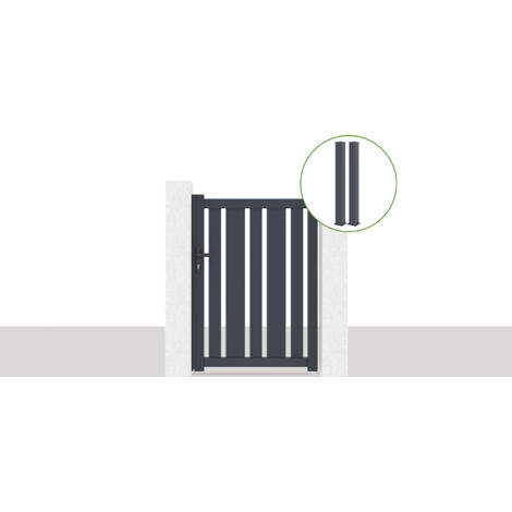 Puerta 1m VEYMONT H.1,4m gris + 2 postes EIFEL H.166cm Gris