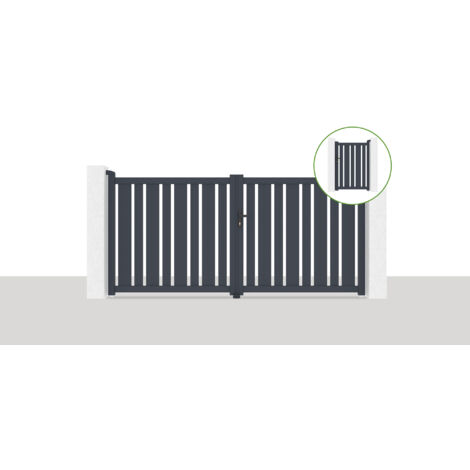 Puerta abatible 3x1,4m VEYMONT + Puerta 1m VEYMONT H.1,4m gris