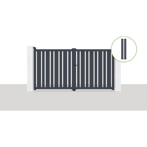 Puerta abatible 3x1,6m VEYMONT + 2 postes EIFEL Al.190cm Gris