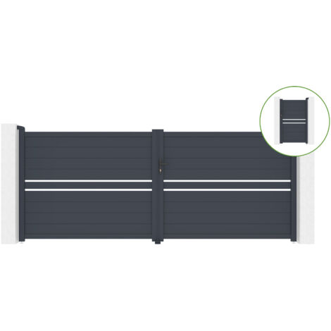 Puerta abatible 4m CIMONE H.160cm aluminio + puerta CIMONE H.160cm GRIS